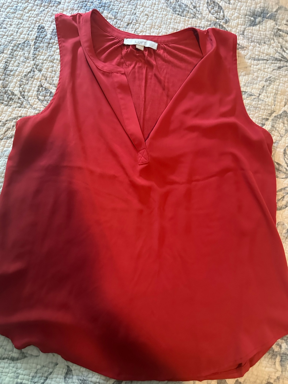 LOFT Bright Red V-Neck Sleeveless Shell